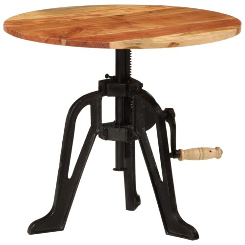 Side Table 60x(42-62)cm Solid Wood Acacia Cast Iron - Image 9