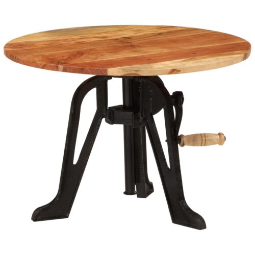 Side Table 60x(42-62)cm Solid Wood Acacia Cast Iron - Image 11