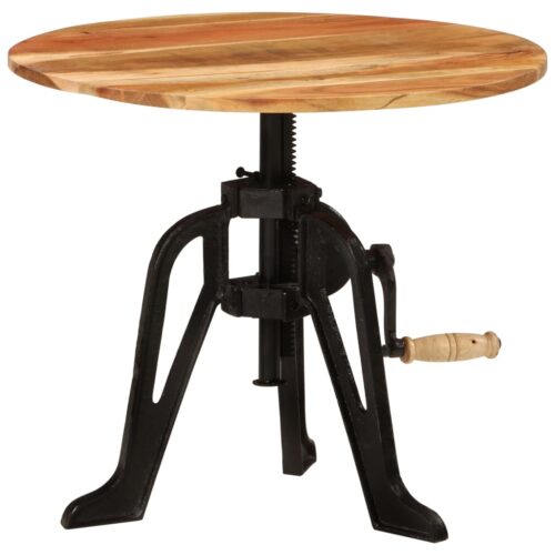 Side Table 60x(42-62)cm Solid Wood Acacia Cast Iron - Image 12