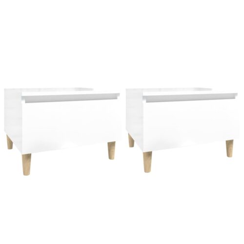 2pcs Side Tables Set Sofa Lounge Coffee Bedside Storage Nightstand High Gloss White 50x46x35cm