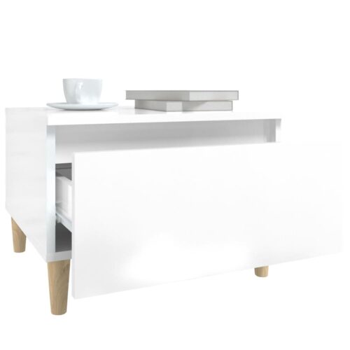 2pcs Side Tables Set Sofa Lounge Coffee Bedside Storage Nightstand High Gloss White 50x46x35cm - Image 6