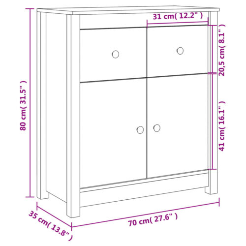 Sideboard 70x35x80cm Solid Wood Pine - Image 9