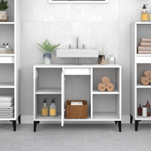 Sink Cabinet White 80x33x60cm Engineered Wood - Image 3