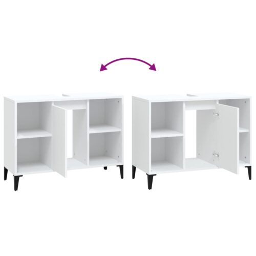 Sink Cabinet White 80x33x60cm Engineered Wood - Image 9