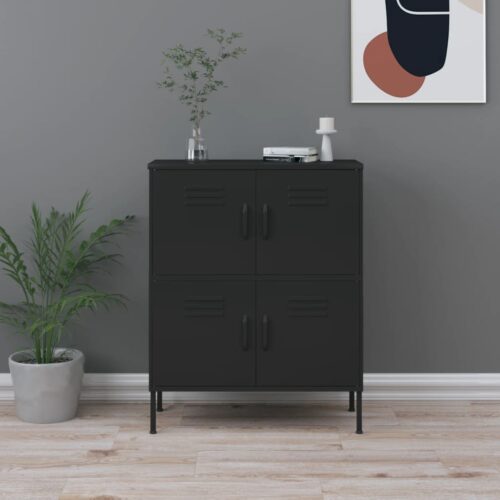 Storage Cabinet Black 80x35x101.5cm Steel
