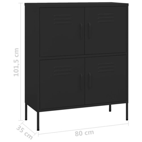 Storage Cabinet Black 80x35x101.5cm Steel - Image 9