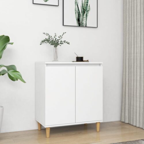 Sideboard with Solid Wood Legs White 60x35x70cm Engineered Wood