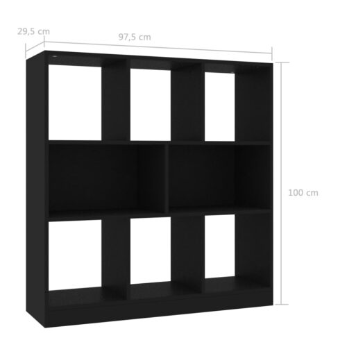 Book Cabinet Black 97.5x29.5x100cm Engineered Wood - Image 6