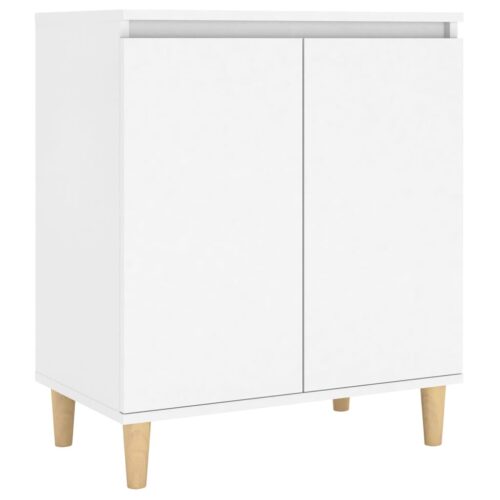 Sideboard with Solid Wood Legs White 60x35x70cm Engineered Wood - Image 2