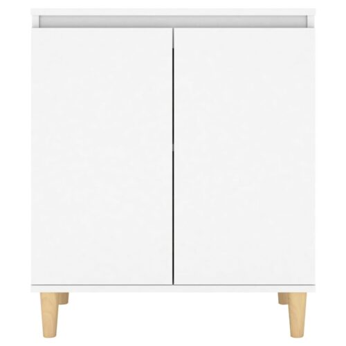 Sideboard with Solid Wood Legs White 60x35x70cm Engineered Wood - Image 5