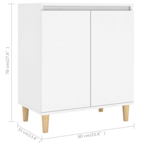 Sideboard with Solid Wood Legs White 60x35x70cm Engineered Wood - Image 8
