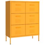 Drawer Cabinet Mustard Yellow 80x35x101.5cm Steel
