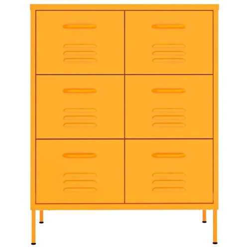 Drawer Cabinet Mustard Yellow 80x35x101.5cm Steel - Image 3