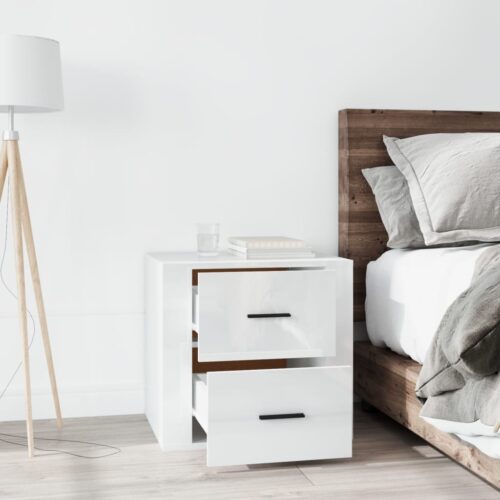 Bedside Cabinet High Gloss White 50x39x47cm - Image 3
