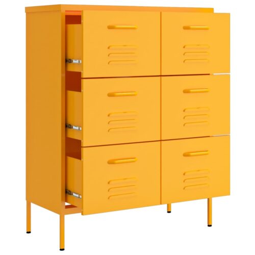 Drawer Cabinet Mustard Yellow 80x35x101.5cm Steel - Image 6