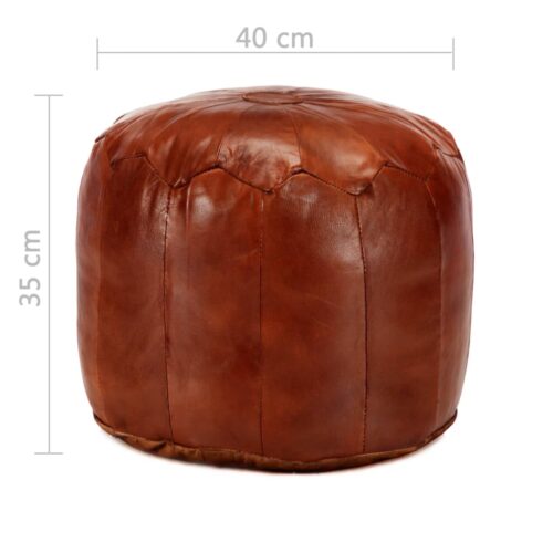 Pouffe Tan 40x35cm Genuine Goat Leather - Image 4