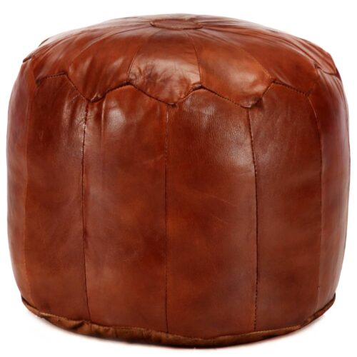 Pouffe Tan 40x35cm Genuine Goat Leather - Image 5