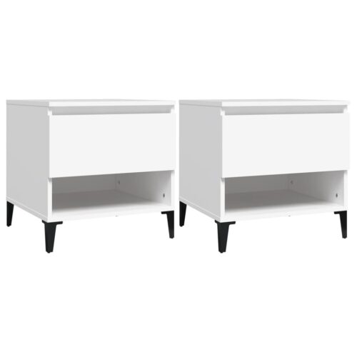 Side Tables 2pcs White 50x46x50cm Engineered Wood - Image 2