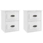 Wall-mounted Bedside Cabinets 2pcs High Gloss White 41.5x36x53cm