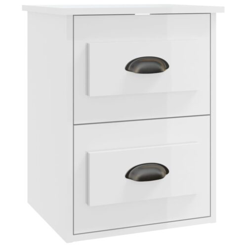 Wall-mounted Bedside Cabinets 2pcs High Gloss White 41.5x36x53cm - Image 7