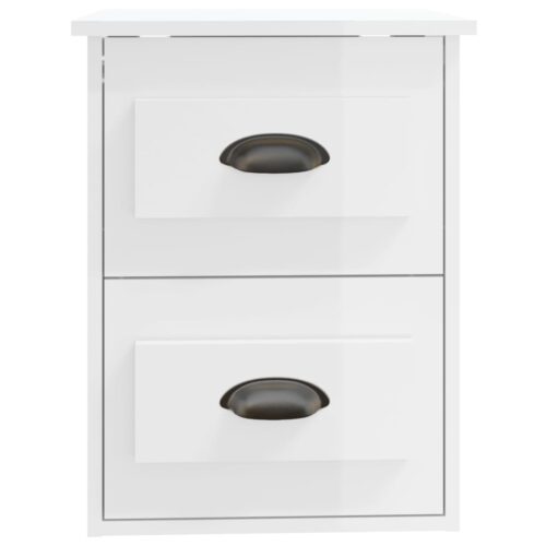 Wall-mounted Bedside Cabinets 2pcs High Gloss White 41.5x36x53cm - Image 9