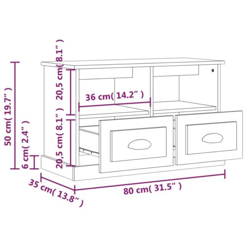 TV Cabinet High Gloss White 80x35x50cm Engineered Wood - Image 9