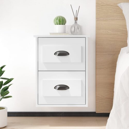 Wall-mounted Bedside Cabinets 2pcs High Gloss White 41.5x36x53cm - Image 12