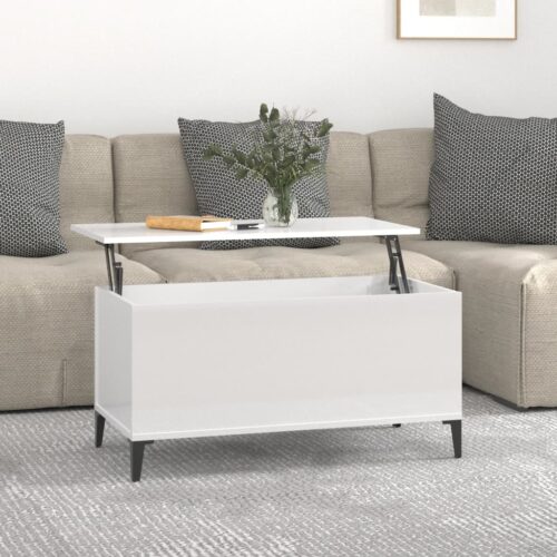 Coffee Table High Gloss White 90x44.5x45cm Engineered Wood