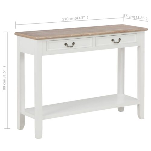 Console Table White 110x35x80cm Wood - Image 8