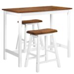Bar Table Stool Set 3 Pieces Solid Wood