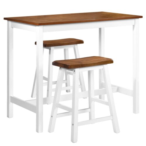 Bar Table Stool Set 3 Pieces Solid Wood