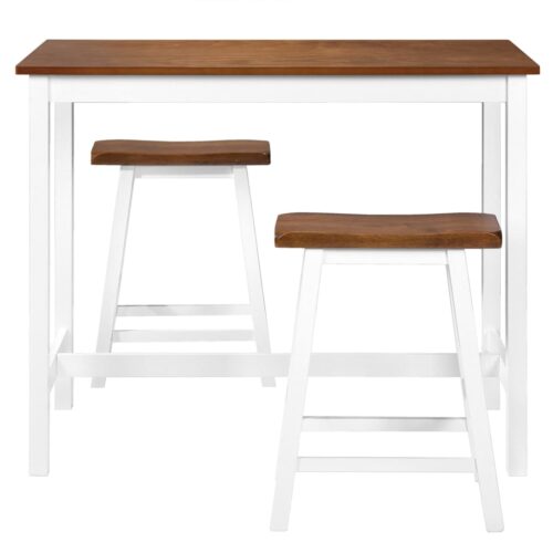 Bar Table Stool Set 3 Pieces Solid Wood - Image 4
