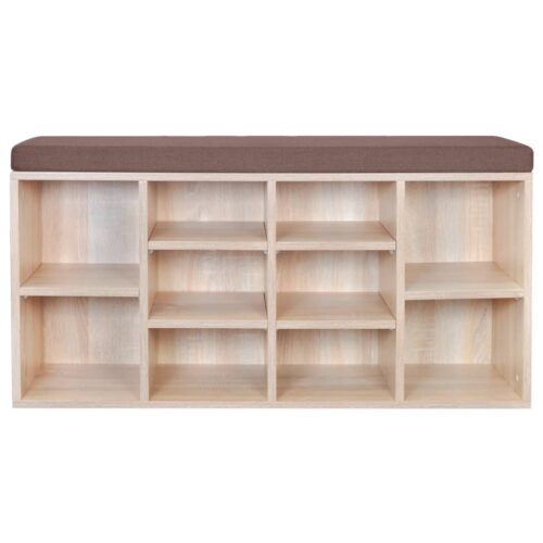 Shoe Storage Bench 10 Compartments Oak Colour - Image 3