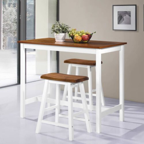 Bar Table Stool Set 3 Pieces Solid Wood - Image 12