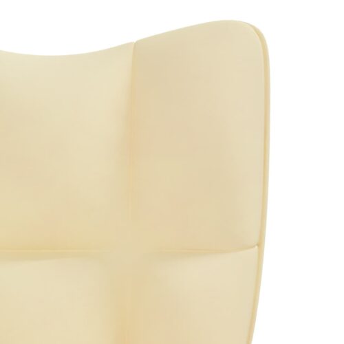 Rocking Chair with a Stool Cream White Velvet - Image 8