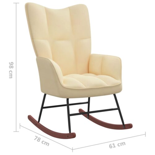 Rocking Chair with a Stool Cream White Velvet - Image 10