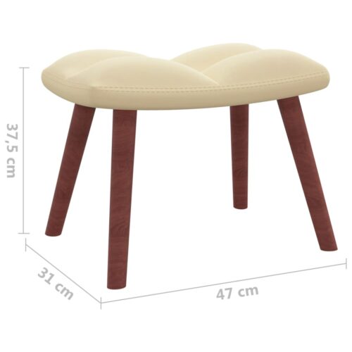 Rocking Chair with a Stool Cream White Velvet - Image 11