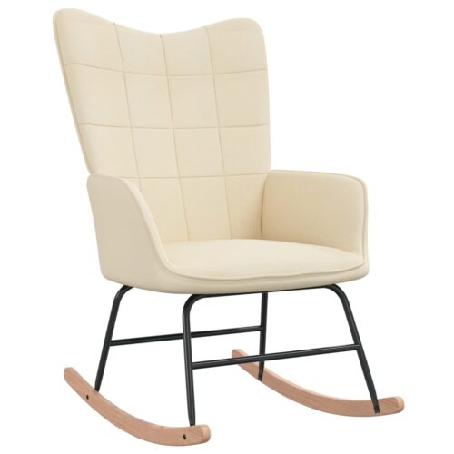 Rocking Chair with a Stool Cream Fabric - Image 3
