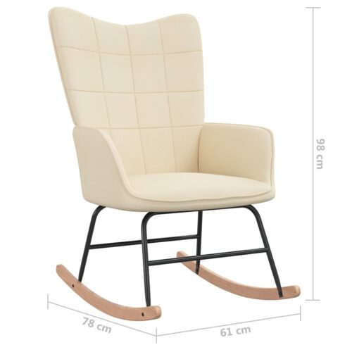 Rocking Chair with a Stool Cream Fabric - Image 8