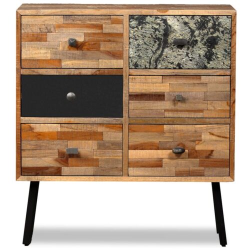 Side Cabinet with 6 Drawers 70x30x76cm Solid Reclaimed Teak - Image 2