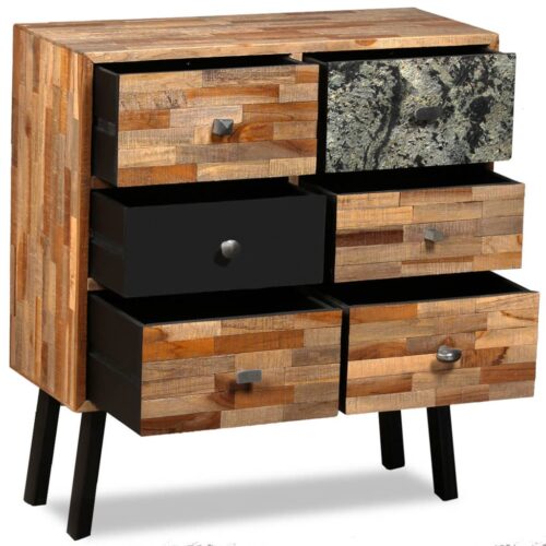 Side Cabinet with 6 Drawers 70x30x76cm Solid Reclaimed Teak - Image 3