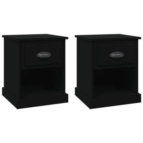 Bedside Cabinets 2pcs Black 39x39x47.5cm Engineered Wood - Image 2