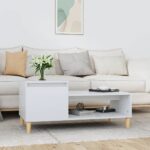 Coffee Table High Gloss White 100x50x45cm Engineered Wood