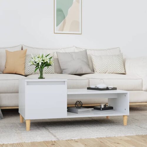 Coffee Table High Gloss White 100x50x45cm Engineered Wood