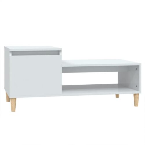 Coffee Table High Gloss White 100x50x45cm Engineered Wood - Image 2
