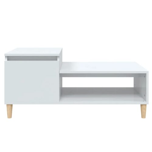 Coffee Table High Gloss White 100x50x45cm Engineered Wood - Image 5