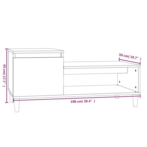 Coffee Table High Gloss White 100x50x45cm Engineered Wood - Image 10