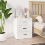 Bedside Cabinet High Gloss White 50x36x60cm Engineered Wood