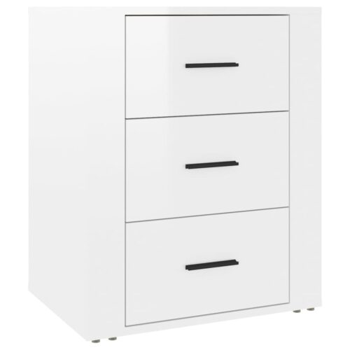 Bedside Cabinet High Gloss White 50x36x60cm Engineered Wood - Image 2