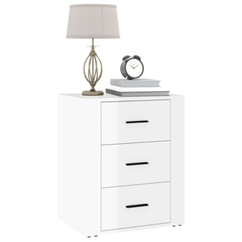 Bedside Cabinet High Gloss White 50x36x60cm Engineered Wood - Image 4